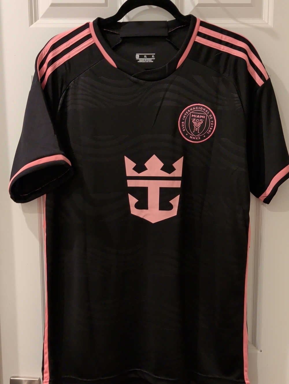 Adidas "Replica" Black and Pink Miami CF Short-Sleeve Jersey